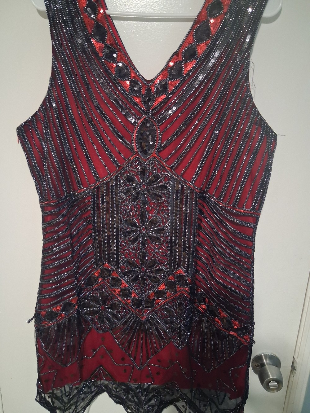 Beaded Red V-Neck Embellished Camisole